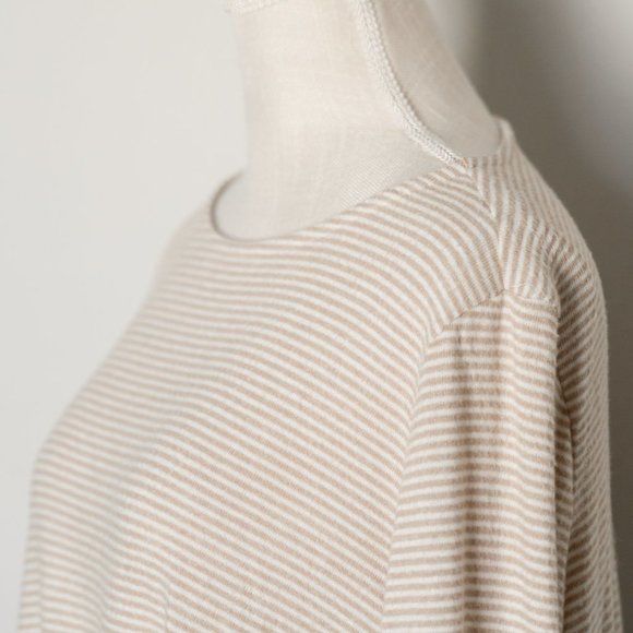 Gibsonlook Striped Twist Front 3/4 Sleeve in Beige NWOT - Picture 4 of 6